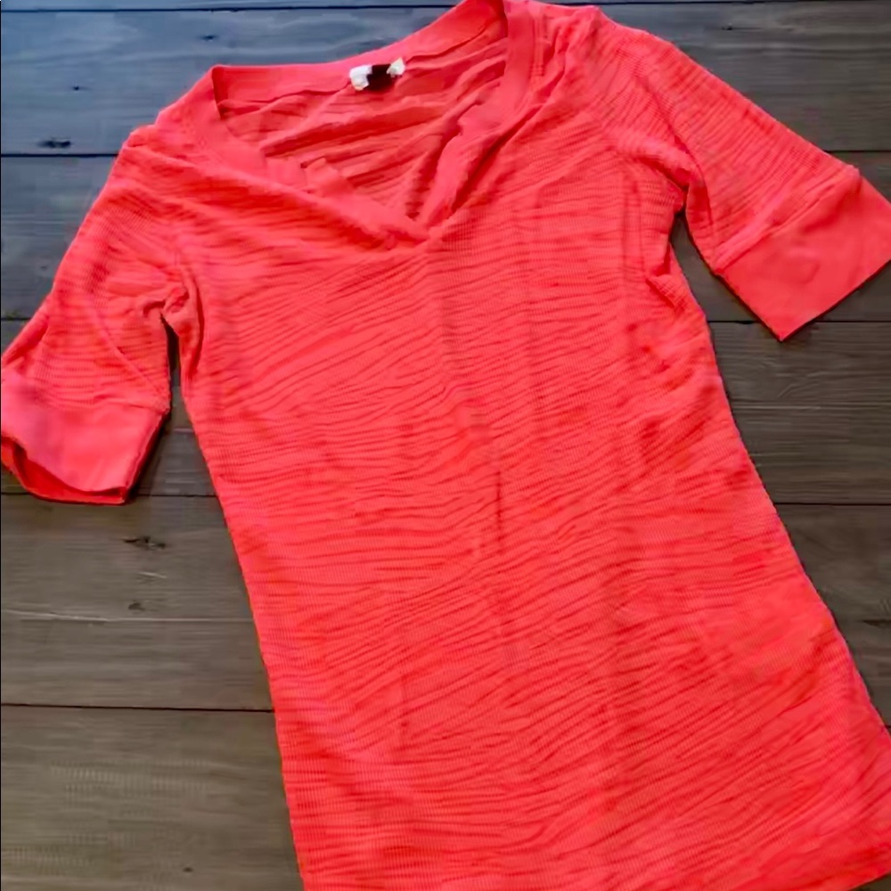 Semi sheer orange zebra stripe short sleeve top